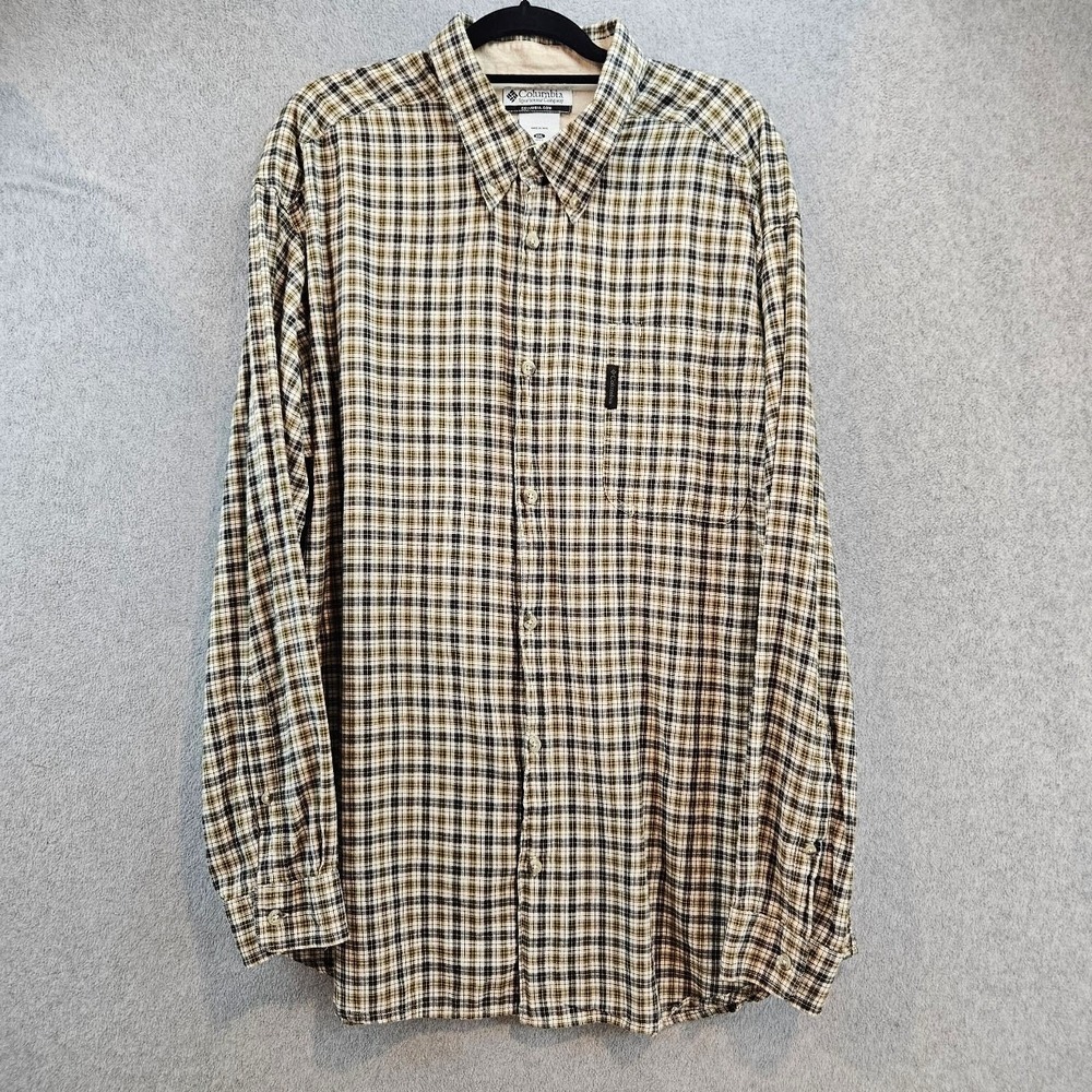 Mens Columbia Long Sleeve Plaid Button Shirt, Size 2X, Green Outdoors Gorpore